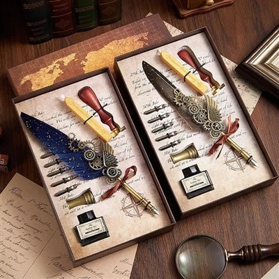 Feather Quill en inkt set